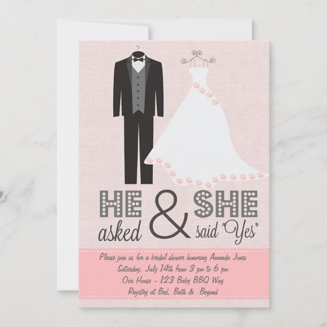 Chic Tux and Dress Bridal Shower Invitation (Front)