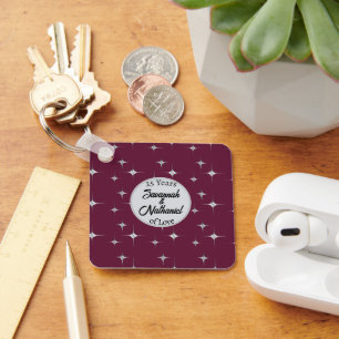 Chic Twenty Fifth Anniversary Custom Couple Photo  Key Ring