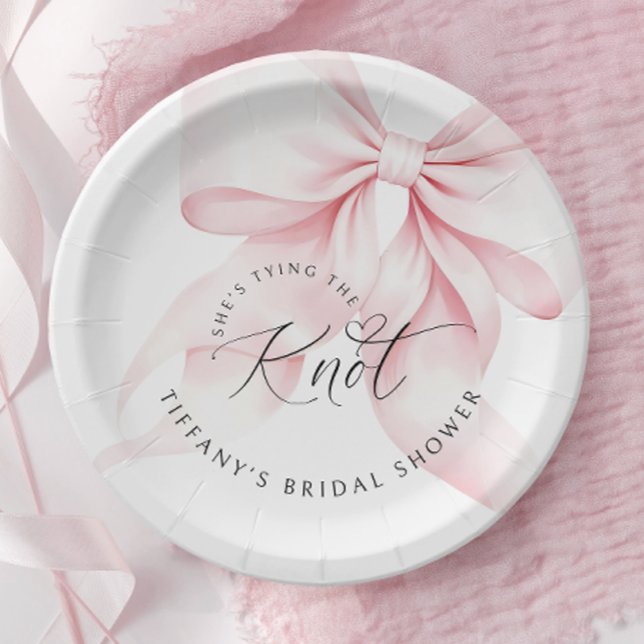 Chic Tying the Knot Bridal Shower Invitation Paper Plate (Creator Uploaded)