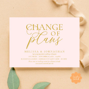 Chic Typographic Wedding Postpone Change of plans Invitation
