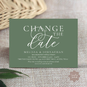 Chic Typographic Wedding Postpone Change the date Invitation