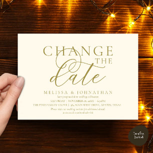 Chic Typographic Wedding Postpone Change the date Invitation