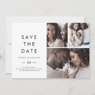 Chic Typography 3 Photo Collage Save The Date