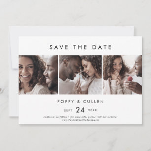 Chic Typography 3 Photo Template Save the Date