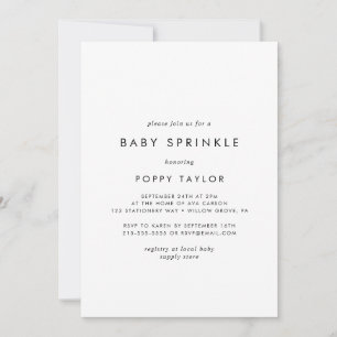 Chic Typography Baby Sprinkle Invitation