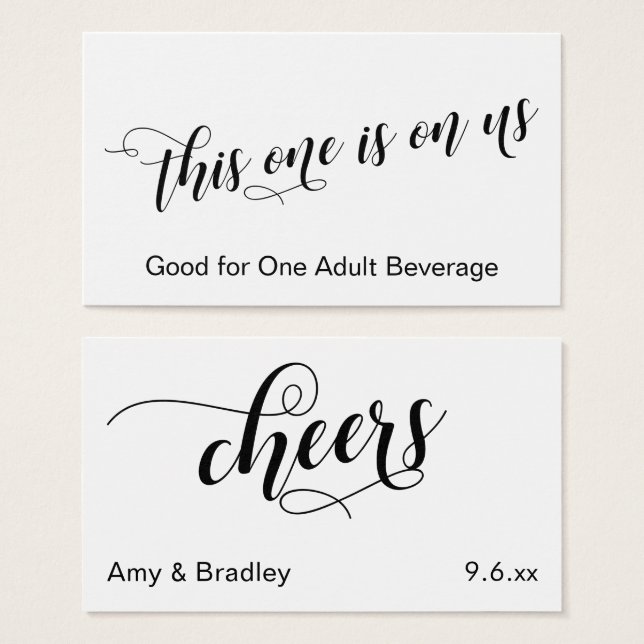 Chic Typography Black and White Drink Tickets (Front & Back)