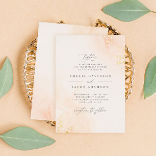 Chic Typography Blush Pink Watercolor Wedding