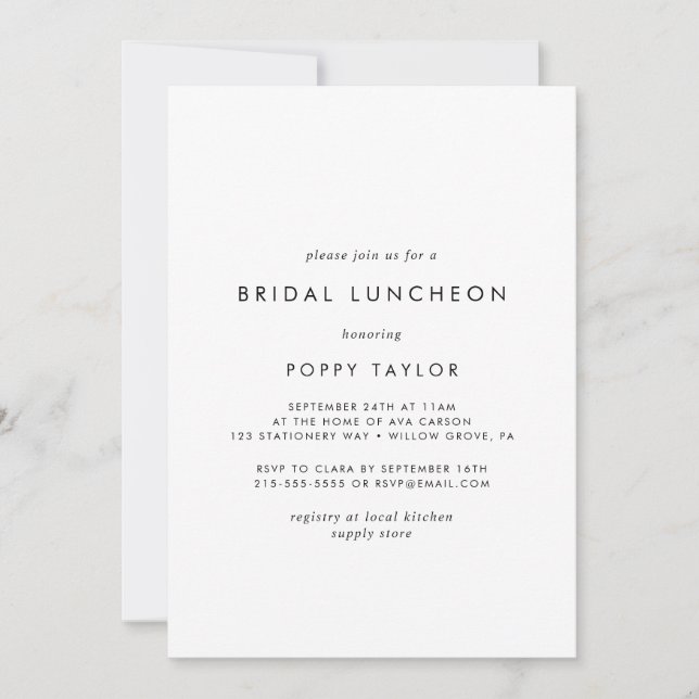 Chic Typography Bridal Luncheon Invitation (Front)