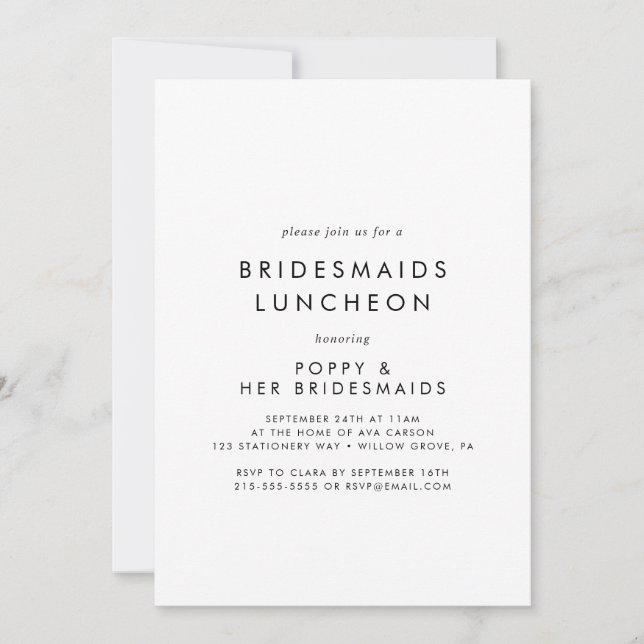 Chic Typography Bridesmaids Luncheon Invitation (Front)