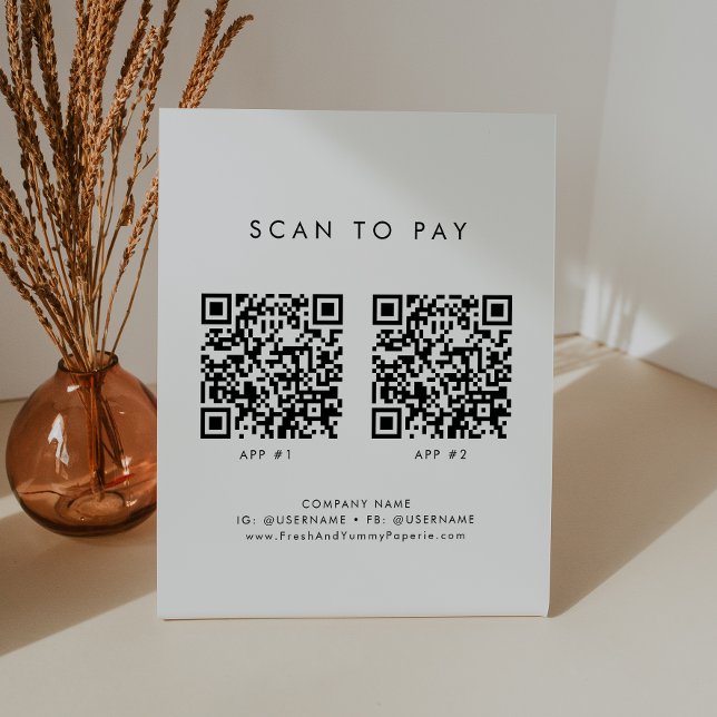 Chic Typography Business 2 Apps Scan To Pay Pedestal Sign (Creator Uploaded)