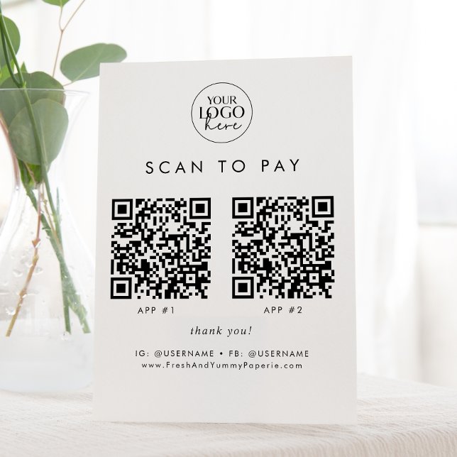 Chic Typography Business Logo 2 Apps Scan To Pay Pedestal Sign (Creator Uploaded)