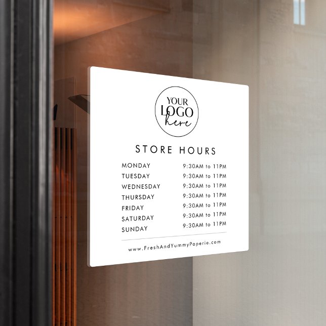 Chic Typography Business Logo Store Hours Window Cling (Creator Uploaded)