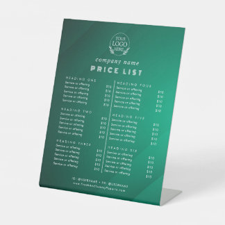 Chic Typography Business Services Price List Pedestal Sign