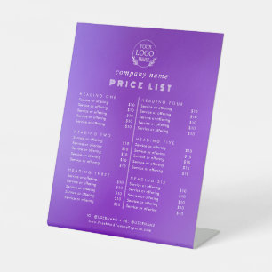 Chic Typography Business Services Price List Pedestal Sign