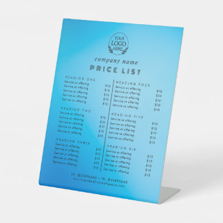 Chic Typography Business Services Price List Pedestal Sign