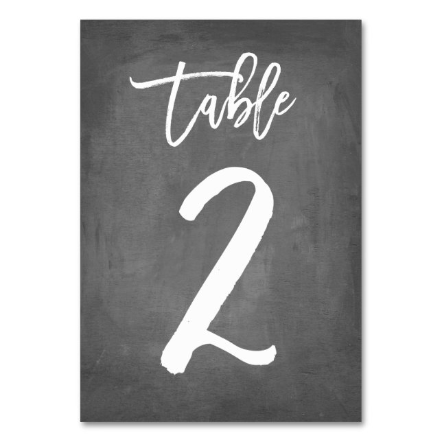 Chic Typography Chalkboard Table Number | Table 2 (Front)
