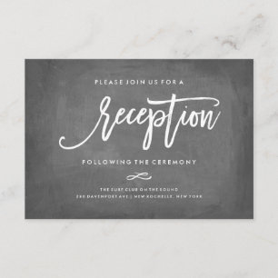 Chic Typography Chalkboard Wedding Reception Card