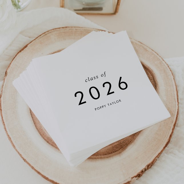 Chic Typography Class of 2025 Graduation Napkin (Chic Typography Class of 2026 Graduation Napkins)