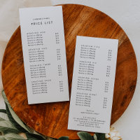 Chic Typography Double Sided Business Price List