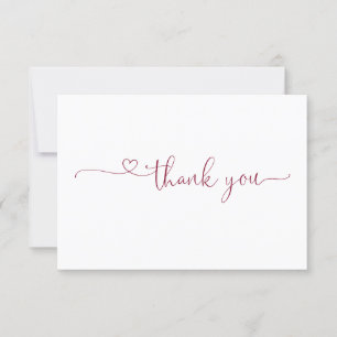 Chic Typography Elegant Burgundy Heart Thank You Card