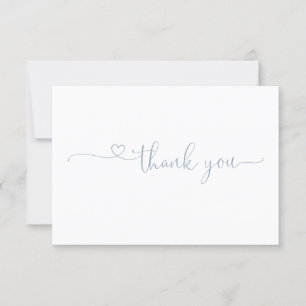 Chic Typography Elegant Dusty blue Heart Thank You Card