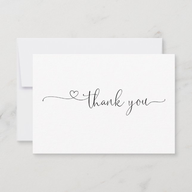 Chic Typography Elegant Heart Thank you Card  (Front)