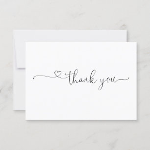 Chic Typography Elegant Heart Thank you Card 