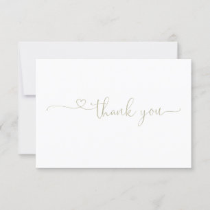 Chic Typography Elegant Sage Green Heart Thank You Card