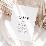 Chic Typography First Birthday Party Invitation<br><div class="desc">This chic typography first birthday invitation is perfect for a modern birthday party. The simple design features classic minimalist black and white typography with a rustic boho feel. Customisable in any colour. Keep the design minimal and elegant,  as is,  or personalise it by adding your own graphics and artwork.</div>