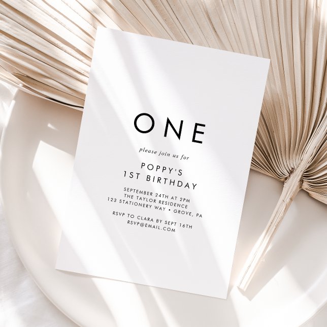 Chic Typography First Birthday Party Invitation (Creator Uploaded)
