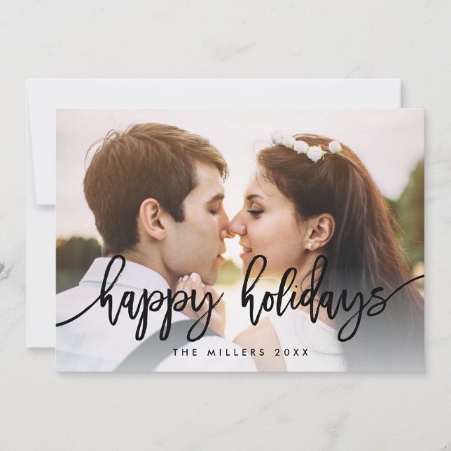 Chic Typography Happy Holidays Photo Card (Front)