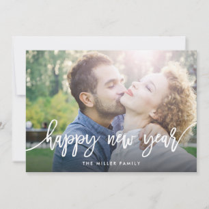 Chic Typography Happy New Year Holiday Photo Card
