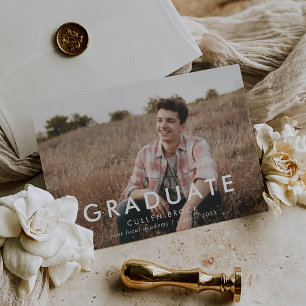 Chic Typography Horizontal Photo Graduation Announcement