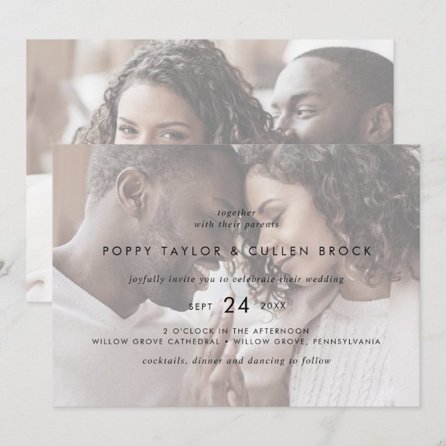 Chic Typography | Horizontal Photo Wedding Invitation (Front/Back)