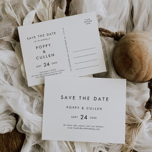 Chic Typography Horizontal Save the Date Postcard