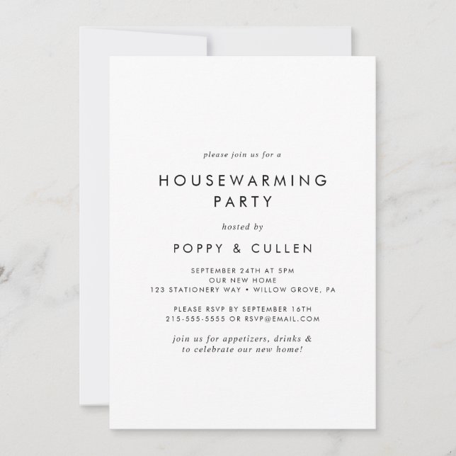 Chic Typography Housewarming Party Invitation (Front)