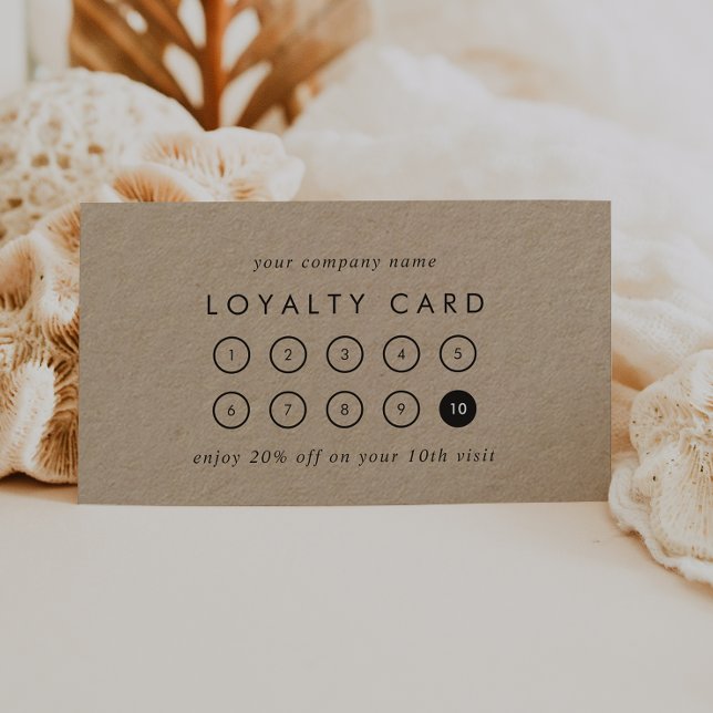 Chic Typography Kraft Business Reward 10 Punch Loyalty Card (Creator Uploaded)