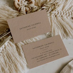 Chic Typography Kraft Paper Business Card