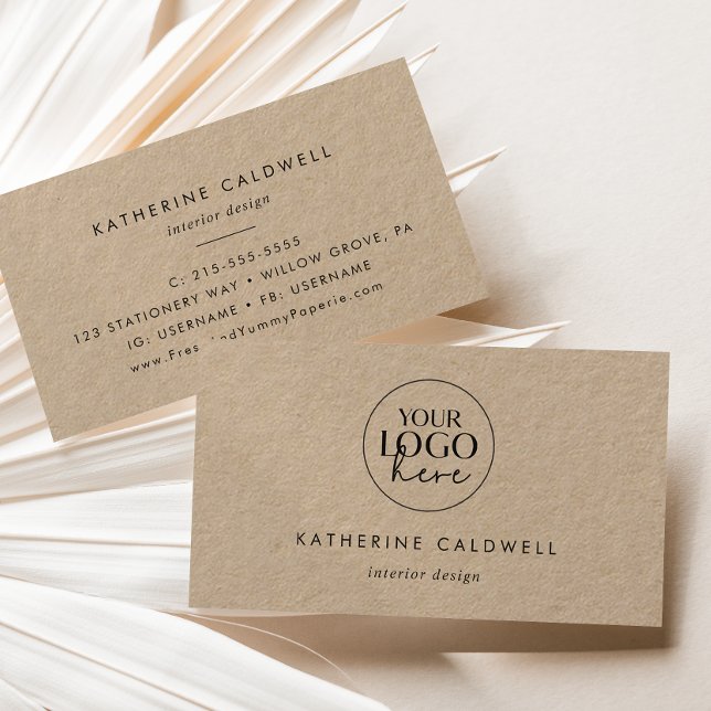 Chic Typography Kraft Paper Logo Business Card (Creator Uploaded)