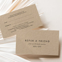 Chic Typography Kraft Paper Refer a Friend