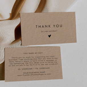 Chic Typography Kraft Thank You Business Card