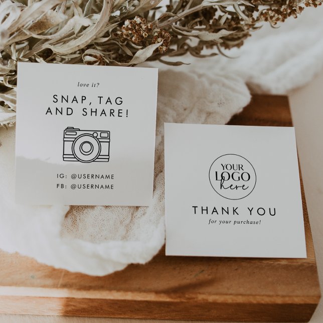 Chic Typography Logo Social Media Share Thank You Square Business Card (Creator Uploaded)