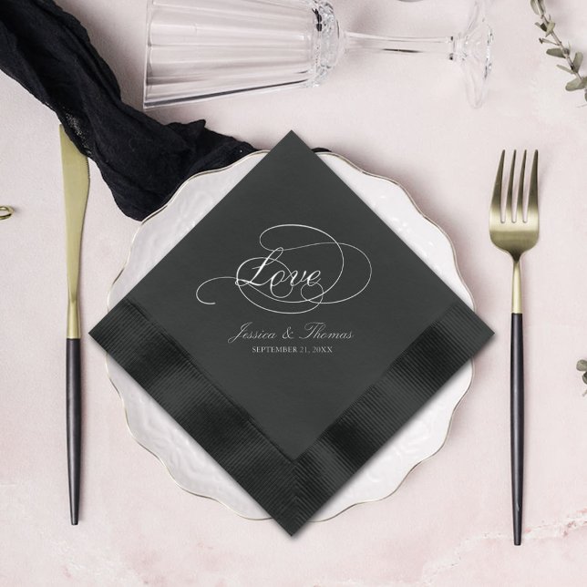 Chic Typography Love Script Wedding Foil Napkins (Creator Uploaded)