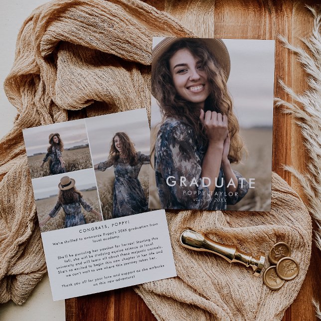 Chic Typography Message Photo Collage Graduation Announcement (Creator Uploaded)
