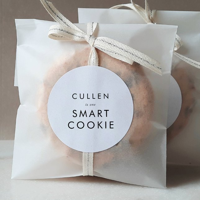 Chic Typography One Smart Cookie Graduation Favour Classic Round Sticker (Creator Uploaded)
