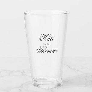 Chic Typography Personalised Bride and Groom Names Glass