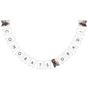 Chic Typography Photo Congrats Grad Graduation Bunting