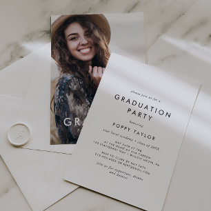 Chic Typography Photo Graduation Party Invitation