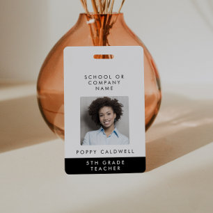 Chic Typography Photo Small Business or Teacher ID ID Badge