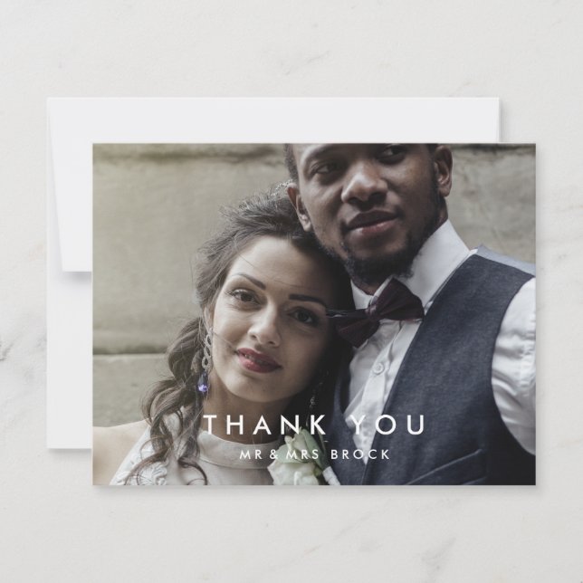 Chic Typography Photo Thank You Card (Front)